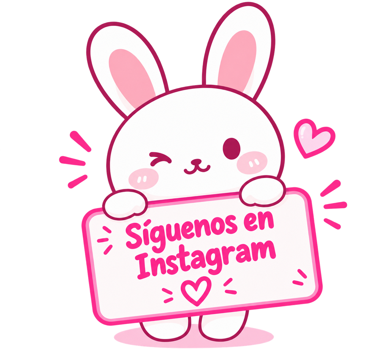 Conejito de Ikiway invitando a seguir la tienda en Instagram